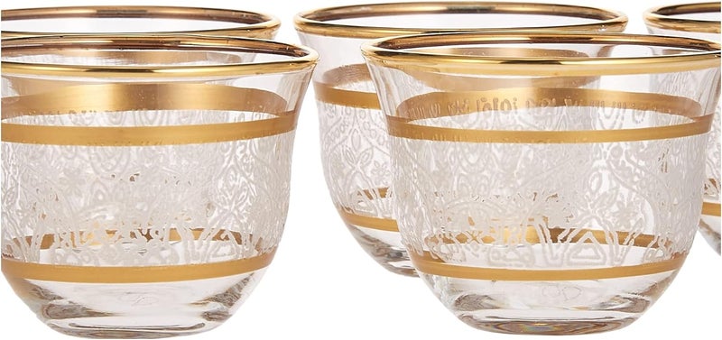 ABKA Turkey Vintage Turkish Tea Glasses Cups Set of 6 for Party - (Arabic cups) 6PCS CAWA GOLD SERA - Image 3